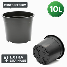 10L Plastic Plant Pot Black