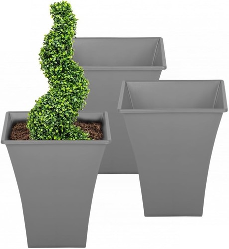 Grey large plant pots - plant,