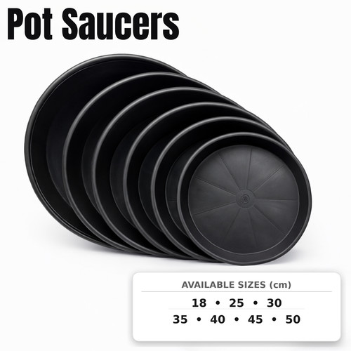 Black plant pot saucers 18cm - plant,