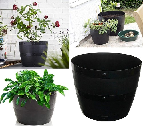 Plastic barrel planter plant - plastic,