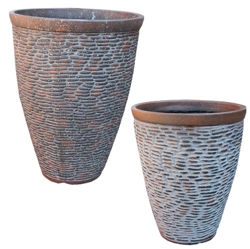 Rustic stone large plant pots - plant,