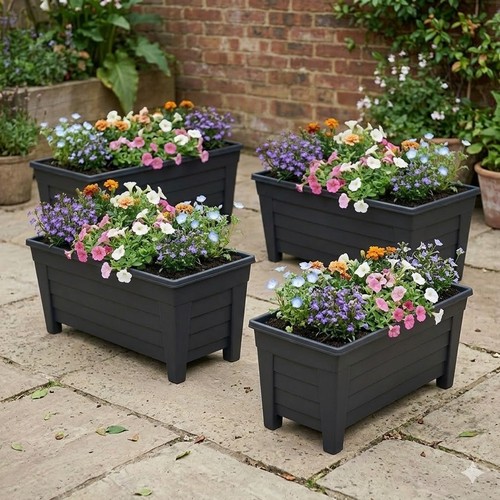 Black trough planter 55cm - planter,
